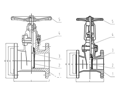 Structure length of ductile iron gate Valve